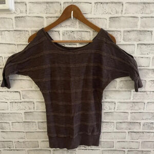 Women’s Express 1/2 sleeve scoop neck open shoulder brown sweater XS